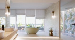 Progetto di una sala da bagno con i rivestimenti Ceramica Rondine